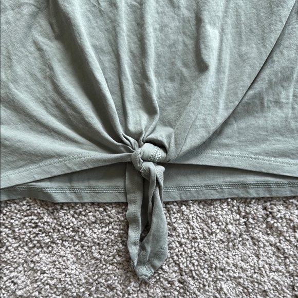 Casual Knot-Front Top in Sage Green - Picture 3 of 6